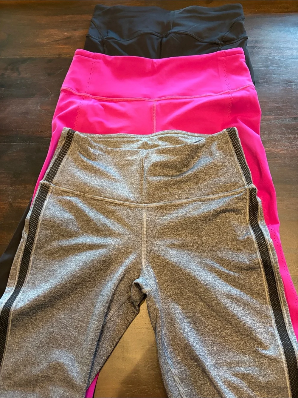 Lululemon Set of 3 High-Waist Athletic Cropped Leggings Size 6 black, pink, gray